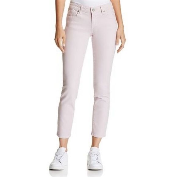 Paige Kylie Crop Jeans Women's 28 Cotton Blend Mauve Lilac Artsy Boho Lagenlook - Picture 1 of 8